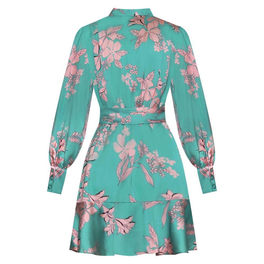 Winter Park Floral Lantern-Sleeve Dress