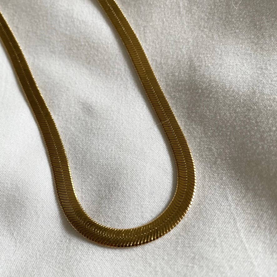 Thick As Thieves Gold Filled Herringbone Chain Necklace