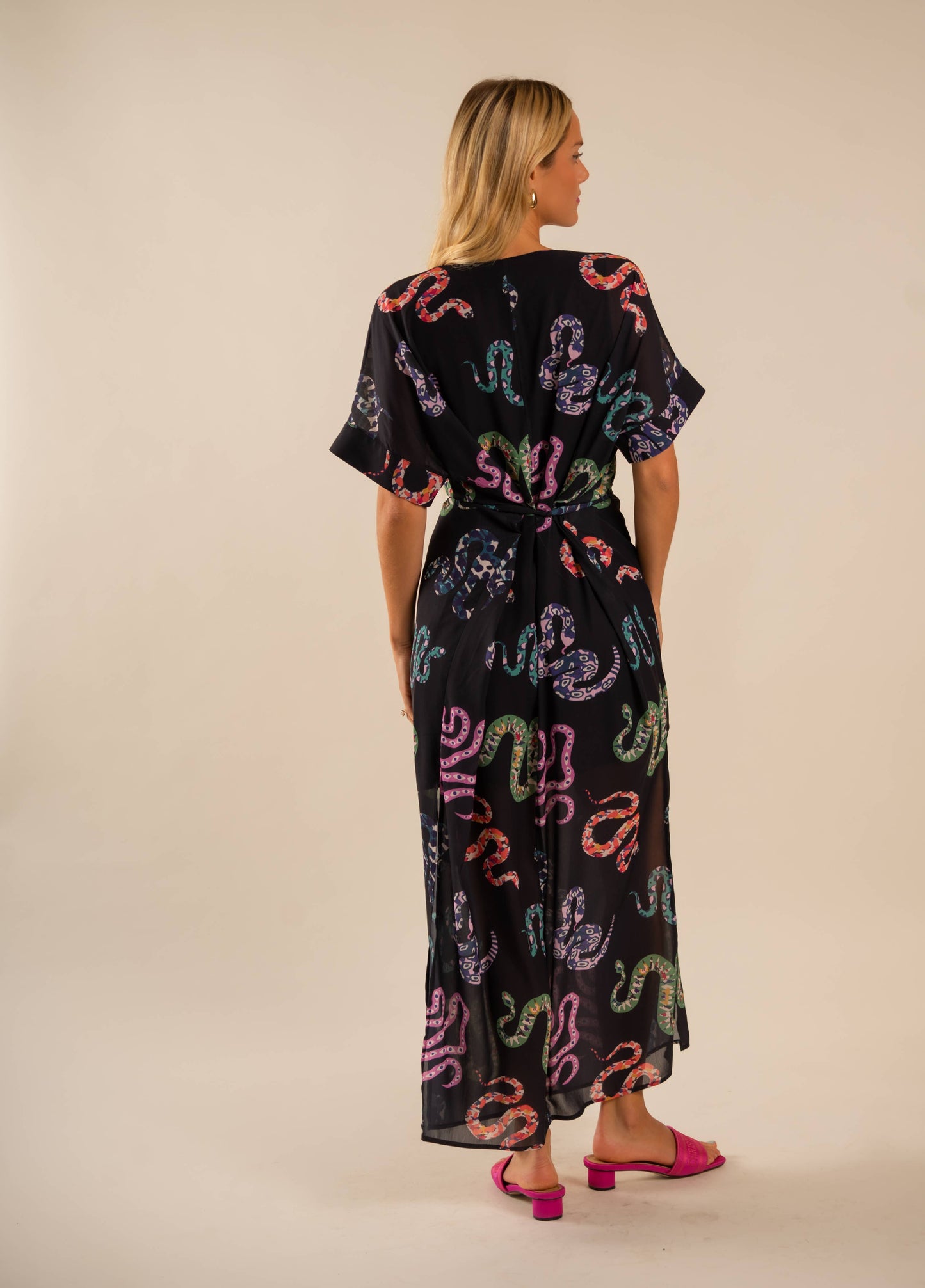 Beatrice Kaftan Dress All Over Snake Pattern