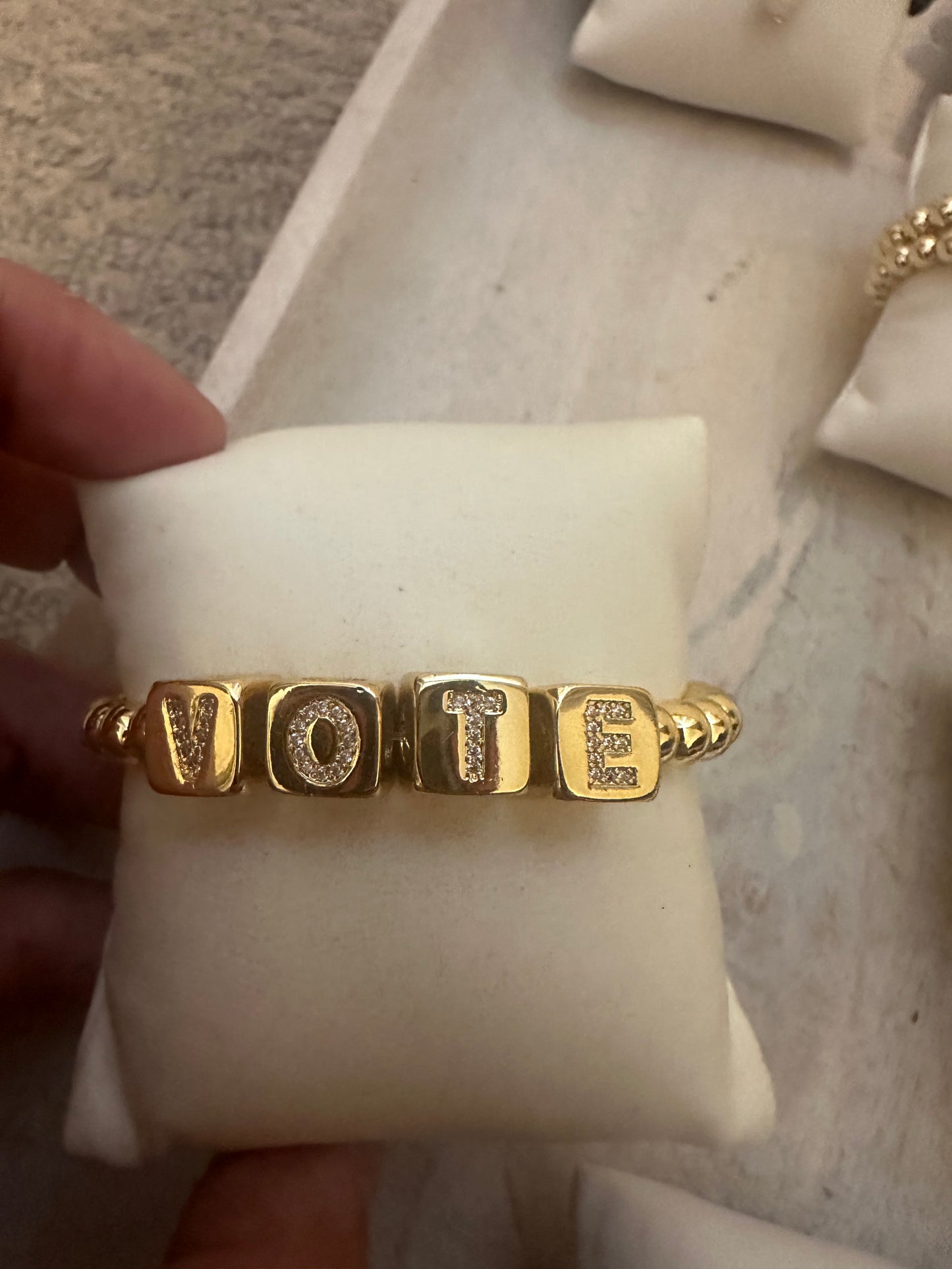 Civic Duty VOTE Large Block Letter Bracelet