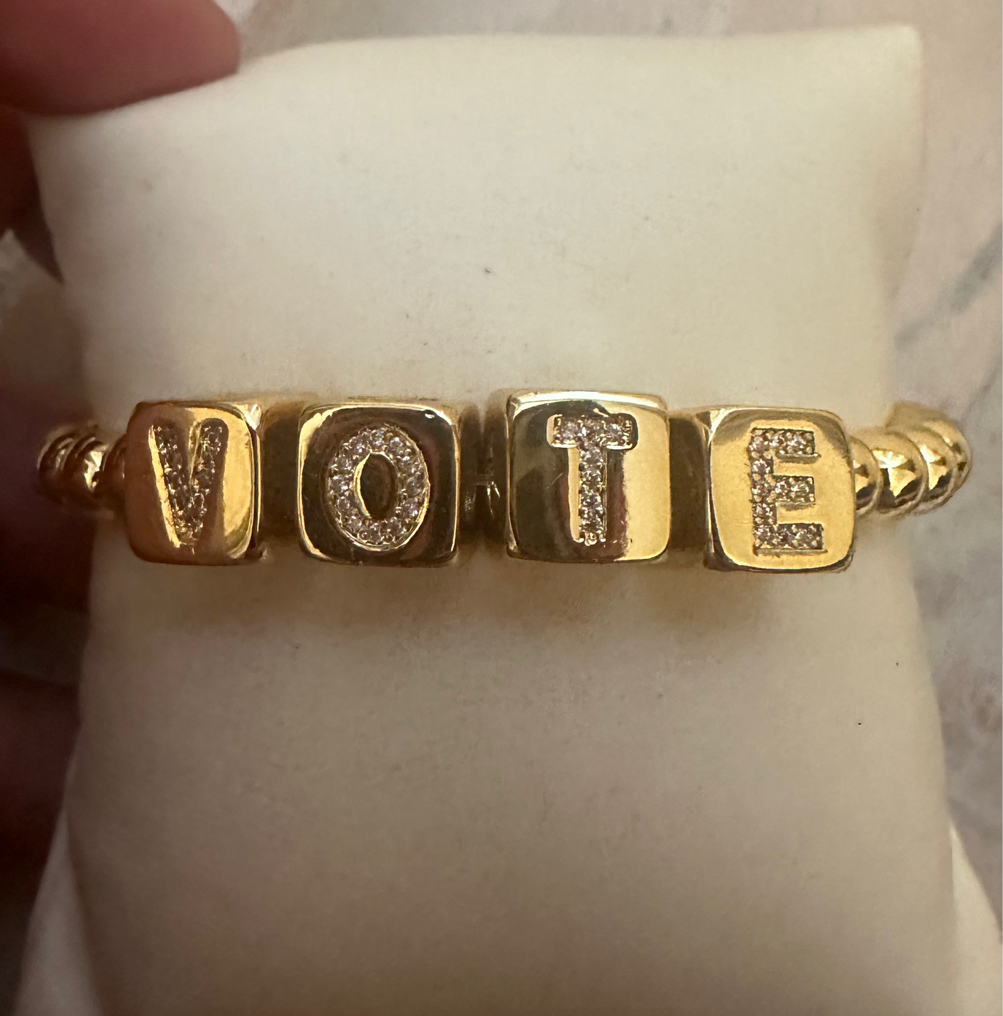 Civic Duty VOTE Large Block Letter Bracelet