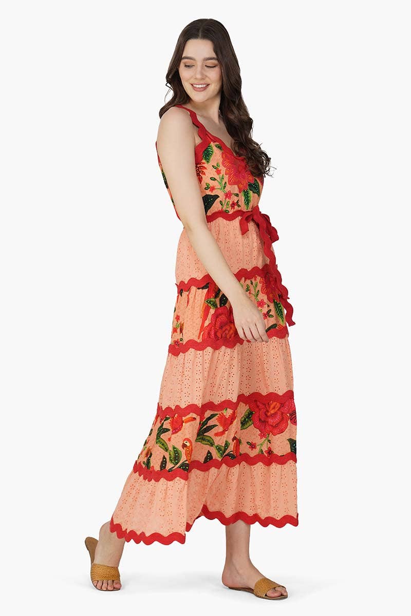 Coral Blossom Maxi Dress