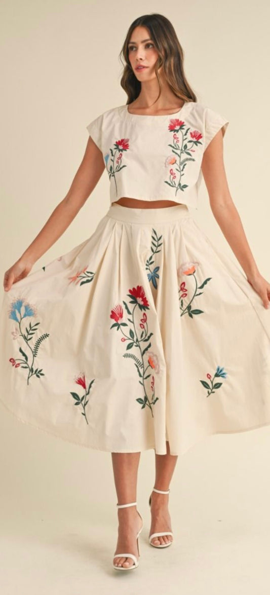 What A Girl Wants Embroidered Skirt Set