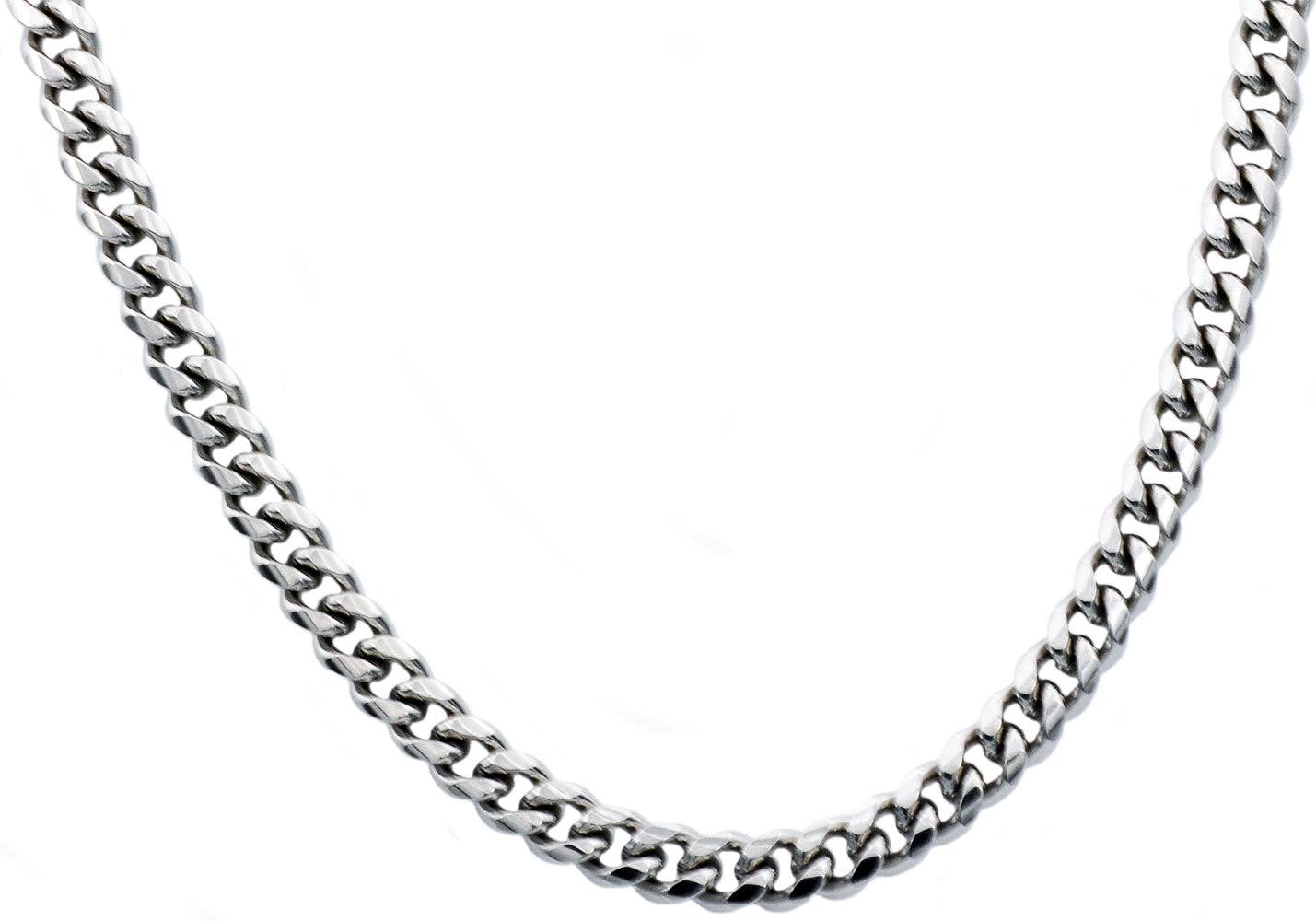 Men's 8mm Stainless Steel Cuban Link Chain Necklace With Box Clasp