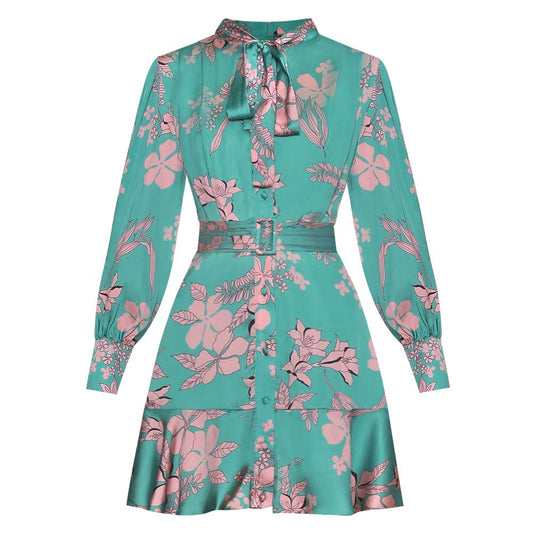 Winter Park Floral Lantern-Sleeve Dress