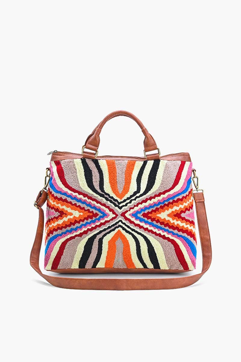 Abstract Embridered Shoulder Bag