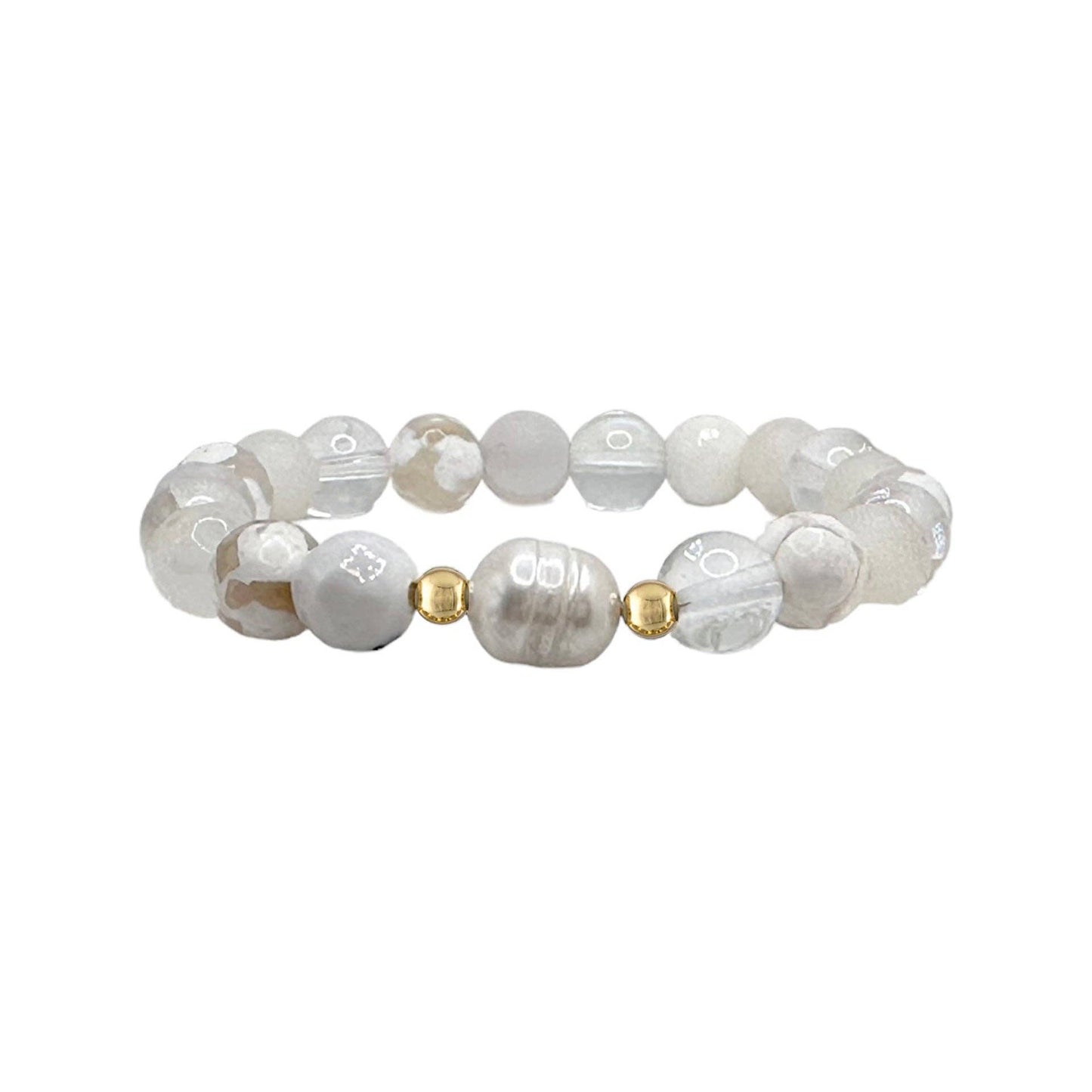 Day Party Pearl Stack of Gemstone Bracelets