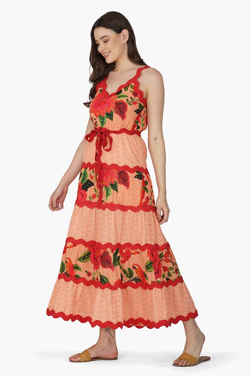 Coral Blossom Maxi Dress