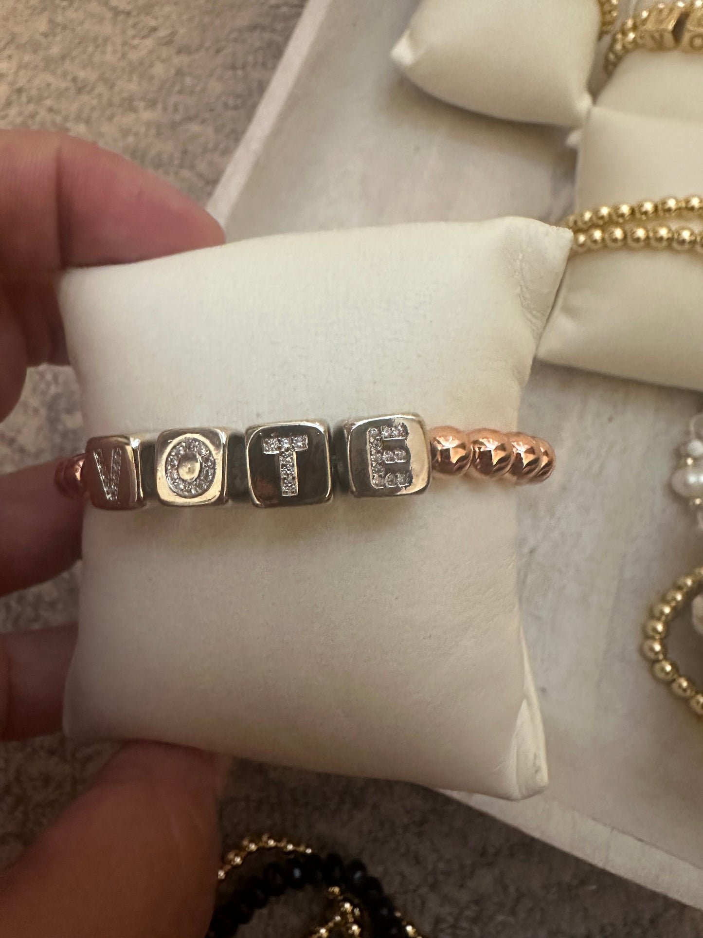 Civic Duty VOTE Large Block Letter Bracelet