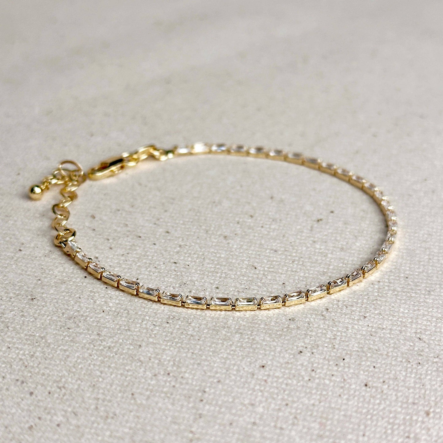 Hemlock Tennis Bracelet - 18k Gold Filled 1.5mm CZ Baguette