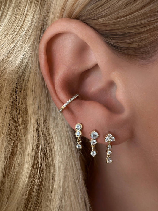 Flower Cluster Dangle Stud Earring