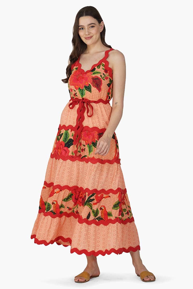 Coral Blossom Maxi Dress