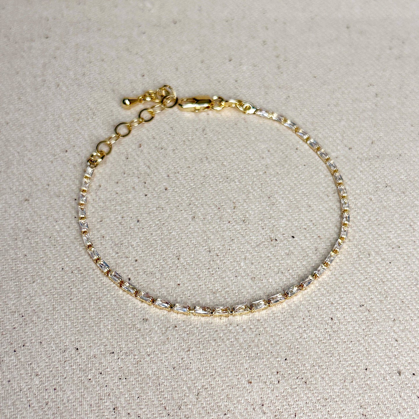 Hemlock Tennis Bracelet - 18k Gold Filled 1.5mm CZ Baguette