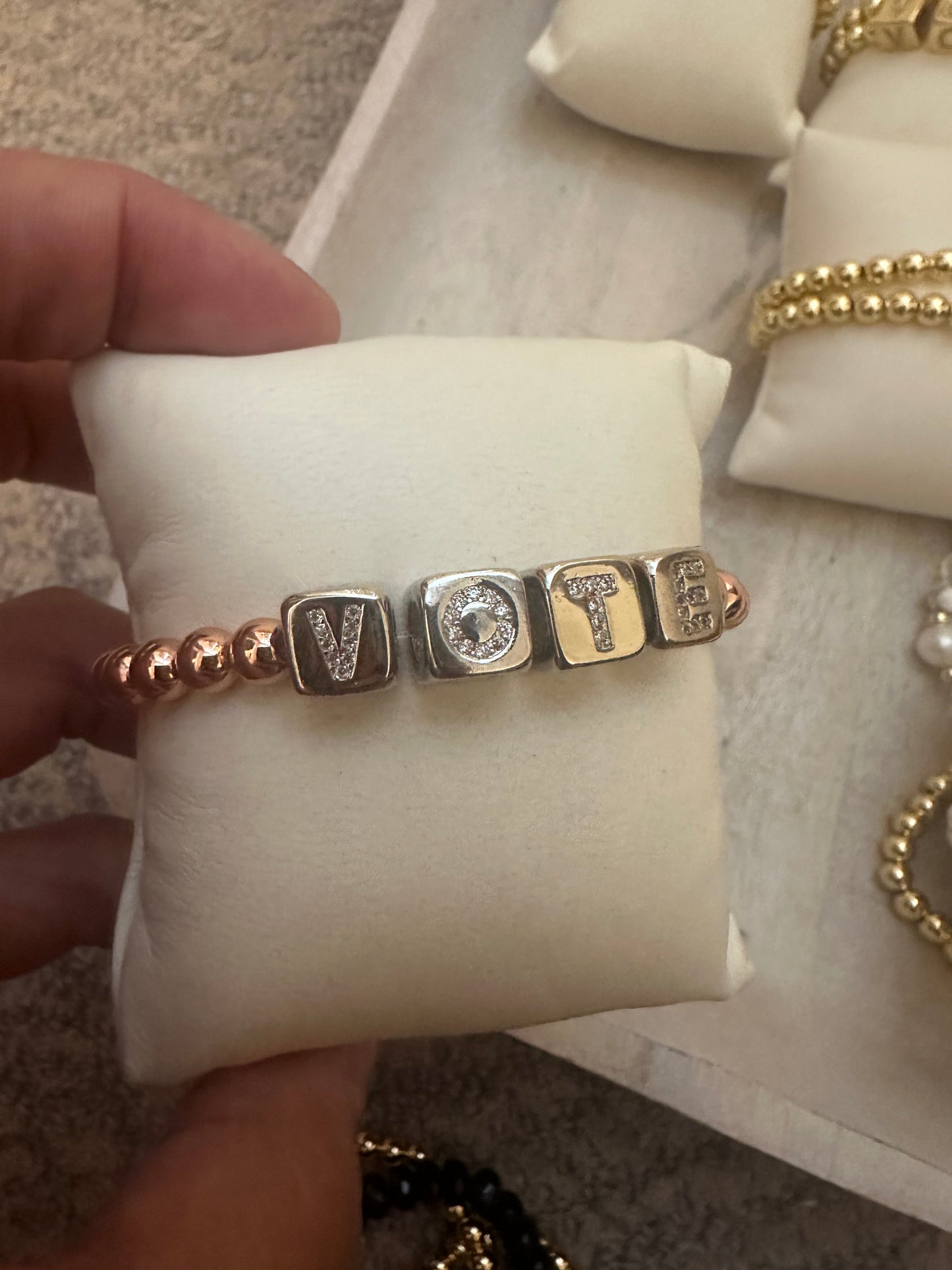 Civic Duty VOTE Large Block Letter Bracelet