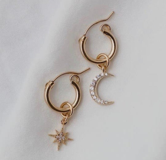 Celestial Mixed Star and Moon Hoops