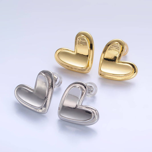 Minimalist Heart - Gold Filled Studs