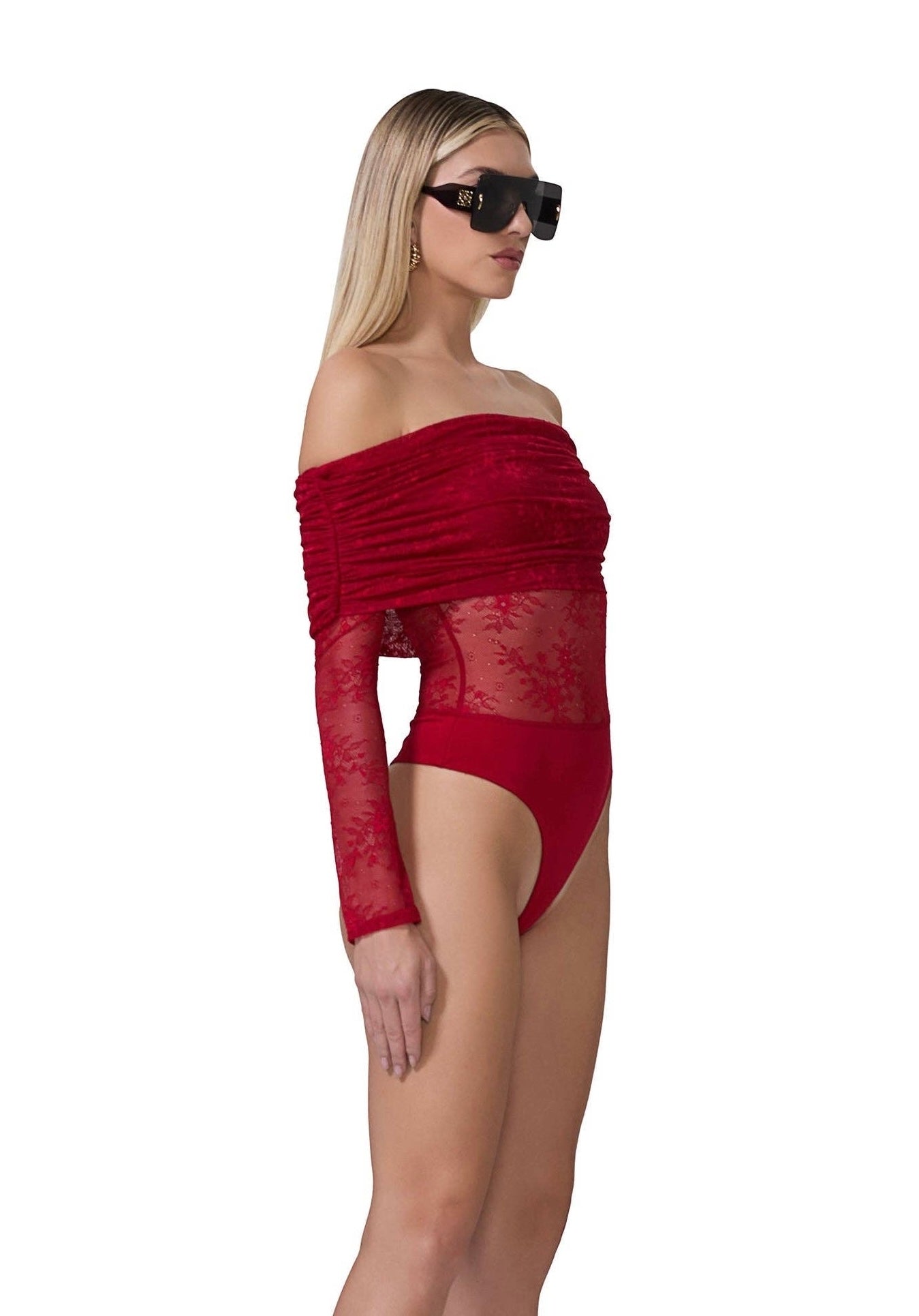 Lennox Lace Bodysuit - Cherry Red