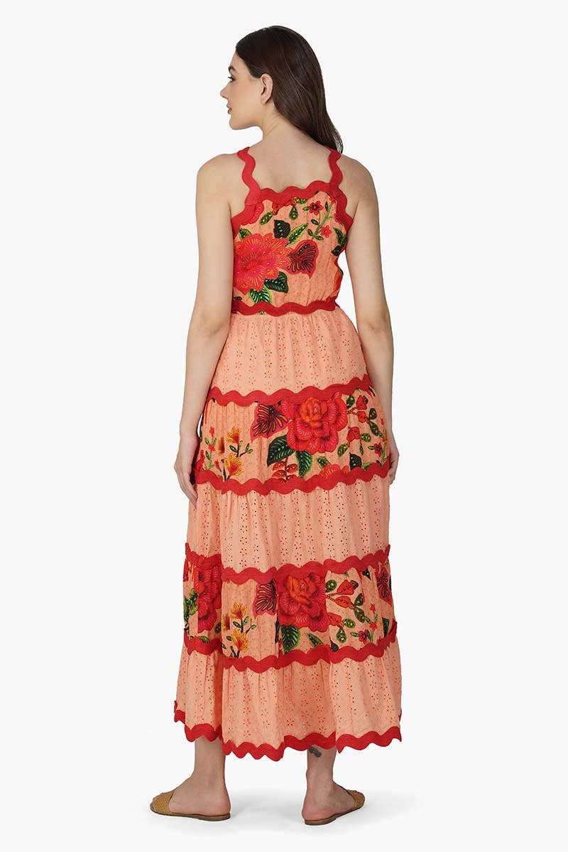 Coral Blossom Maxi Dress