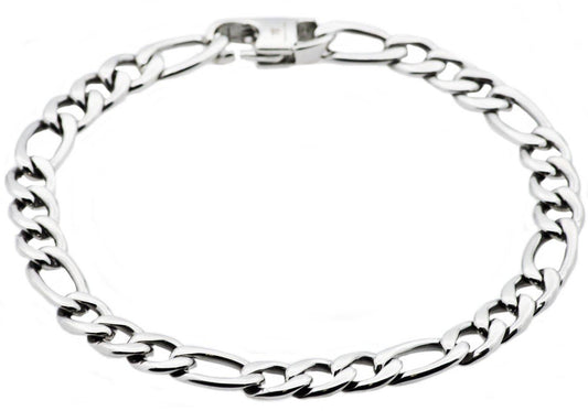 Men's Stainless Steel Figaro Link Chain Bracelet